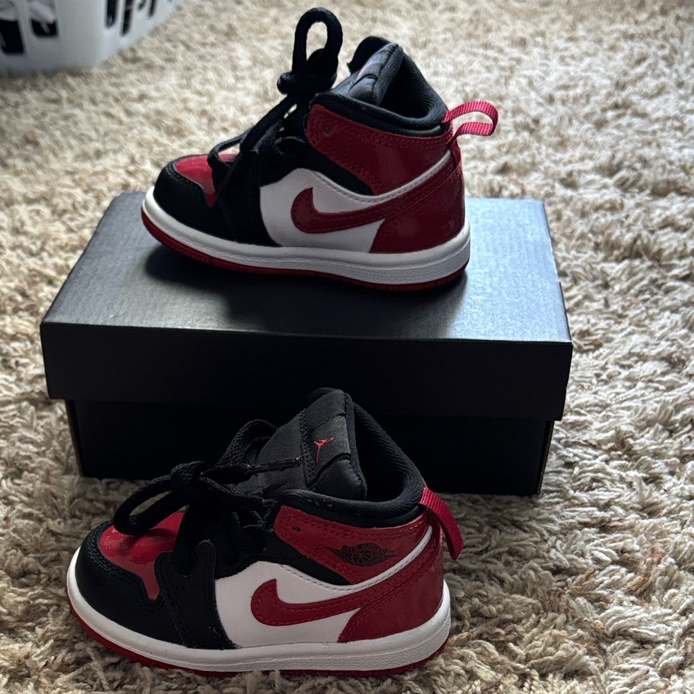 Jordan Kids Black, Red, and White Sneakers